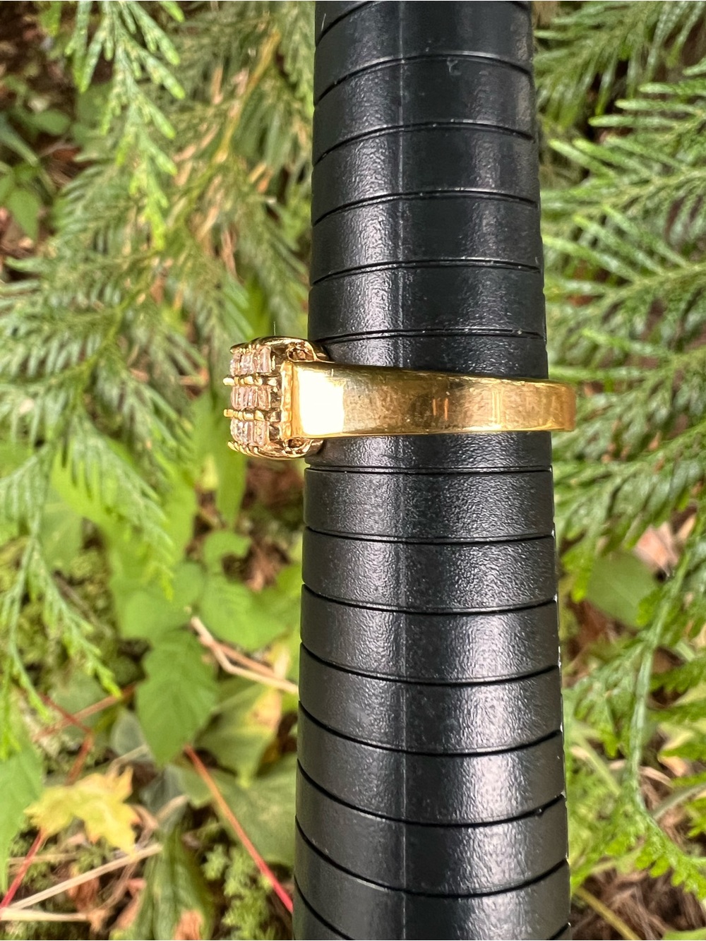 Gold Tone Crystal Mesh Band Ring - Clear Stones - Picture 2 of 6